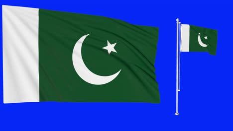 Greenscreen-Schwenkt-Pakistanische-Flagge-Oder-Fahnenmast