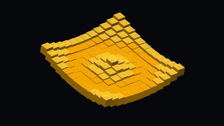 Abstract Animation of Moving Yellow Cubes on Black Background