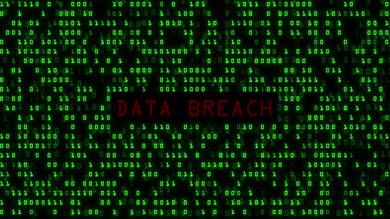 Data Breach Animation Cybersecurity Hacking Attack Binary Code Background Loop