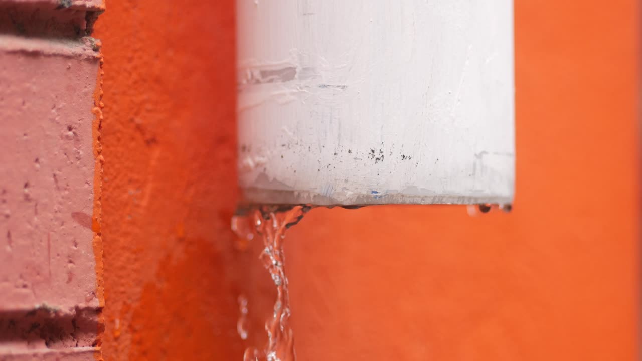 Rainwater dripping from a gutter