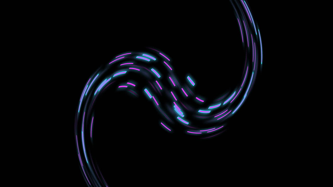 Animation of glowing light trails moving over black background