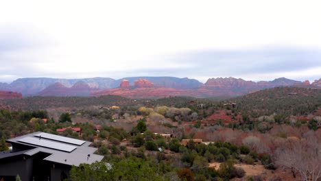 drone flight reveals stunning desert landscape with cathedral rock, sedona