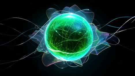 glowing green sphere with energy field