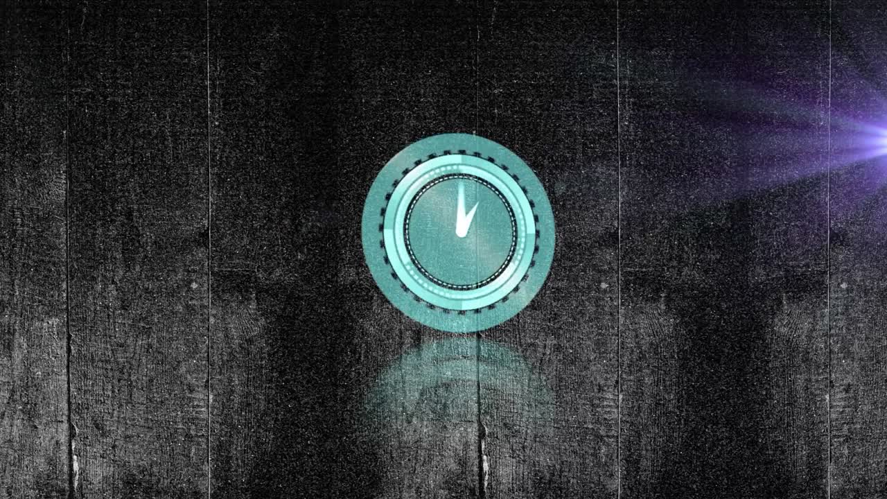 animación de reloj en movimiento y rastros de luz sobre fondo gris