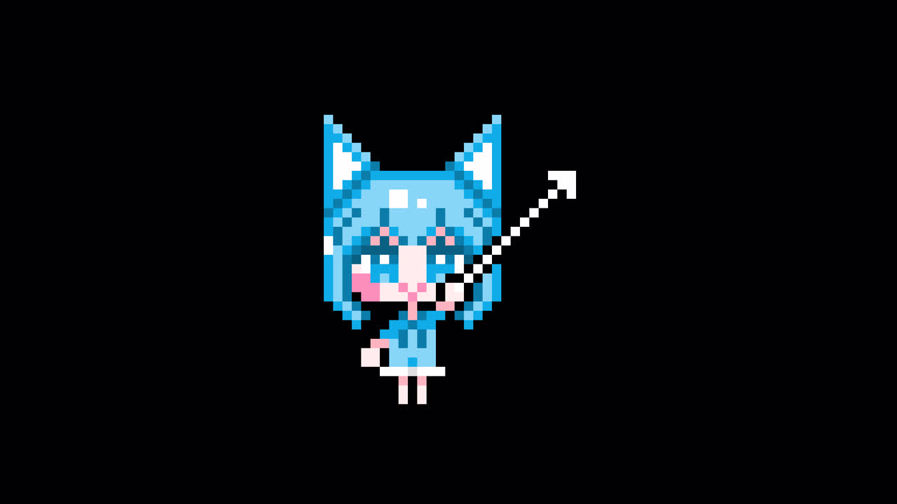 Pixel Cat girl cursor short hair Looping animation. 1080p (2).mov