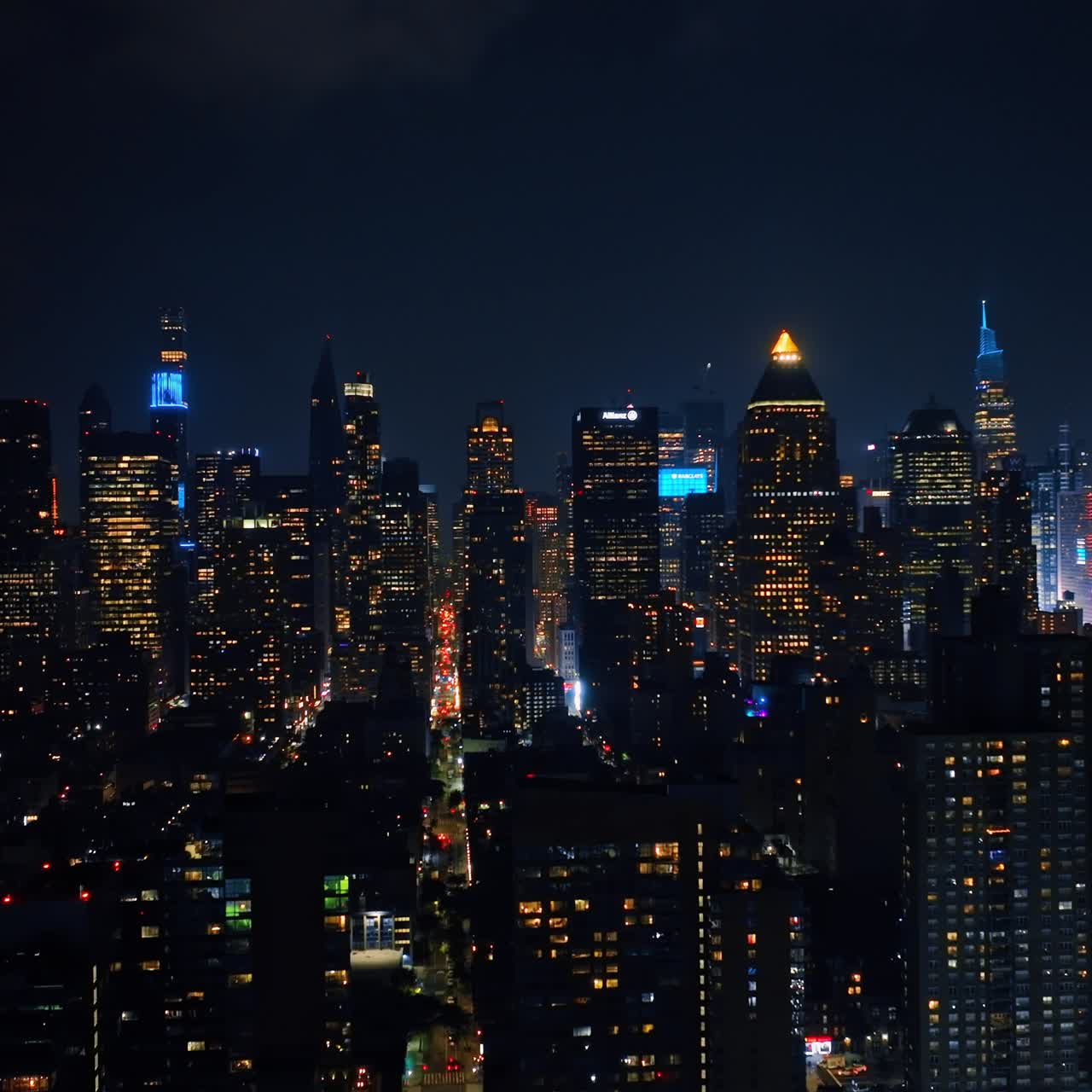 Raising above the breath-taking panorama of night metropolis. Majestic New York full of lights