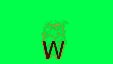 burning letter w on green screen