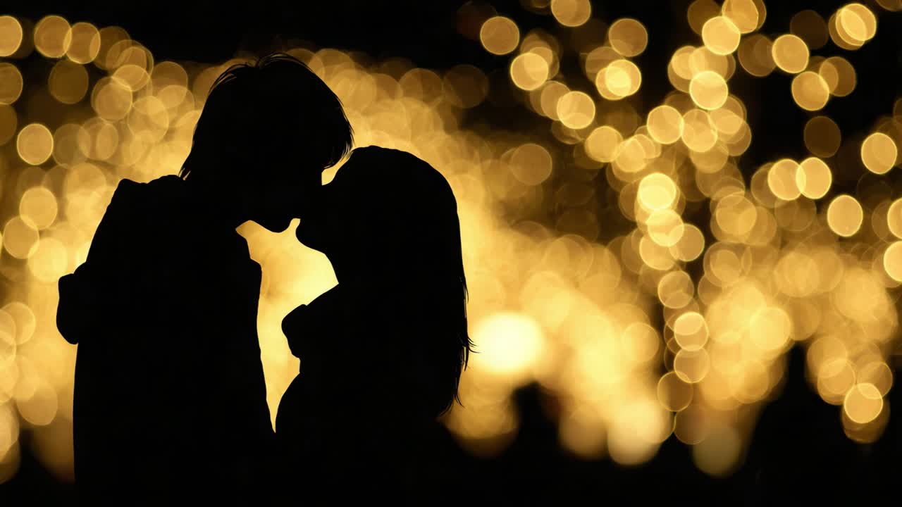 A Couple Sharing an Intimate Moment Against a Beautiful Bokeh Background, Capturing the Emotion of Love and Connection in a Romantic Setting