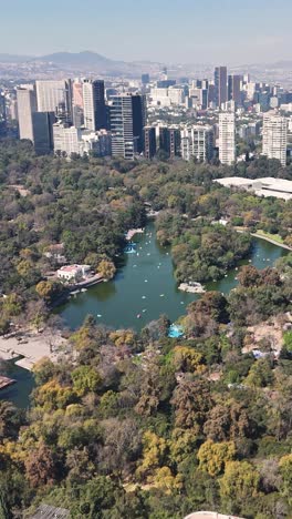vertical drone footage showcasing chapultepec lake, cdmx