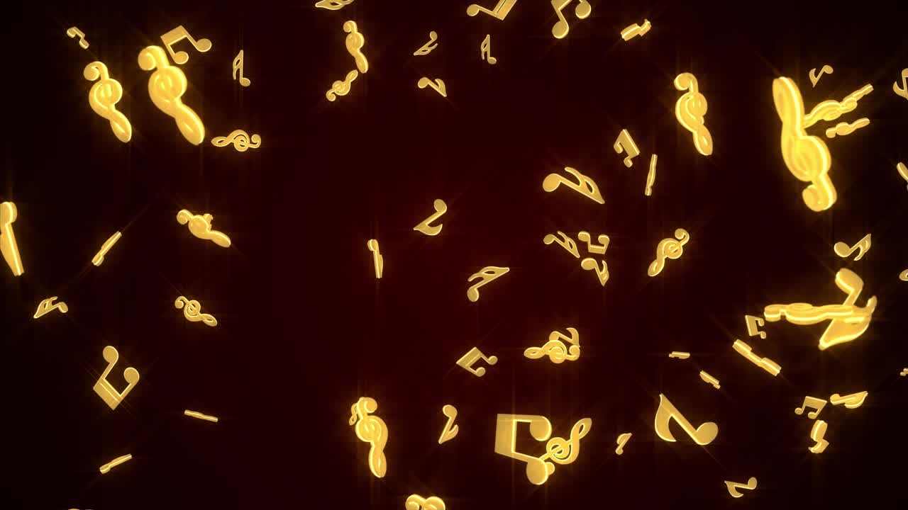 Abstract musical notes moving motion green screen for event concert title festival music art show