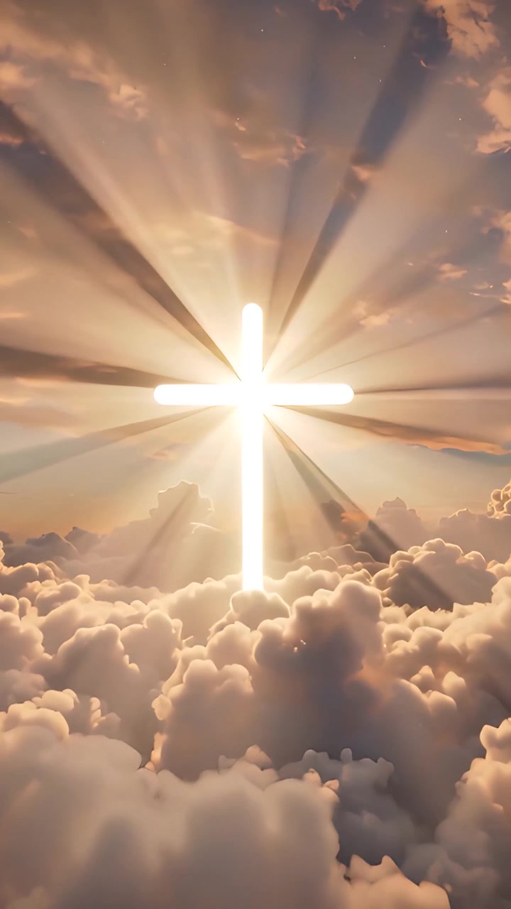 Sfondo per Adorazione 4K: Croce Cristiana e Luce Celeste