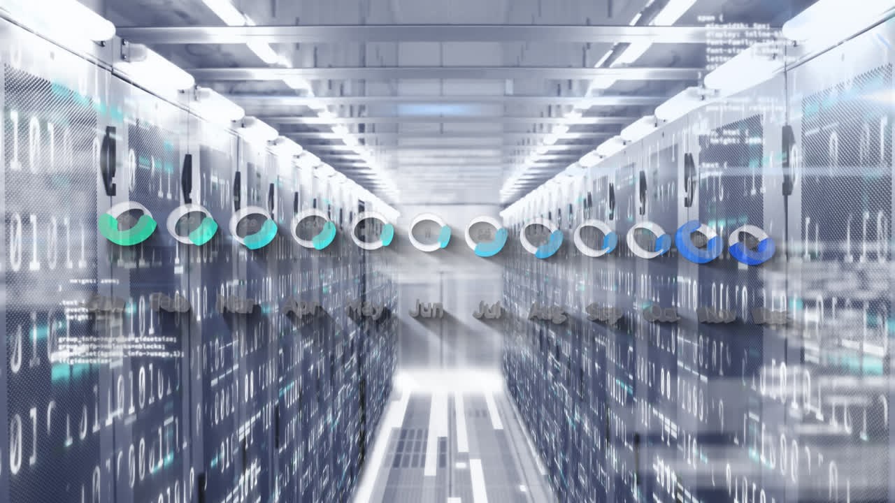 Animation of data processing over server room