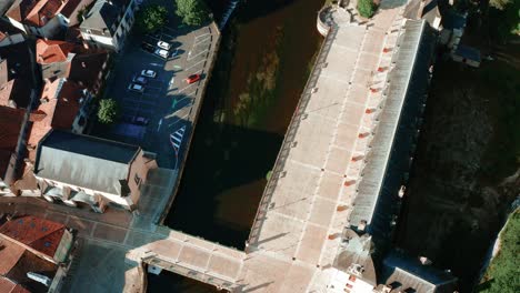 Top-shot-aerial-view-of-Brantôme-and-Isle-river