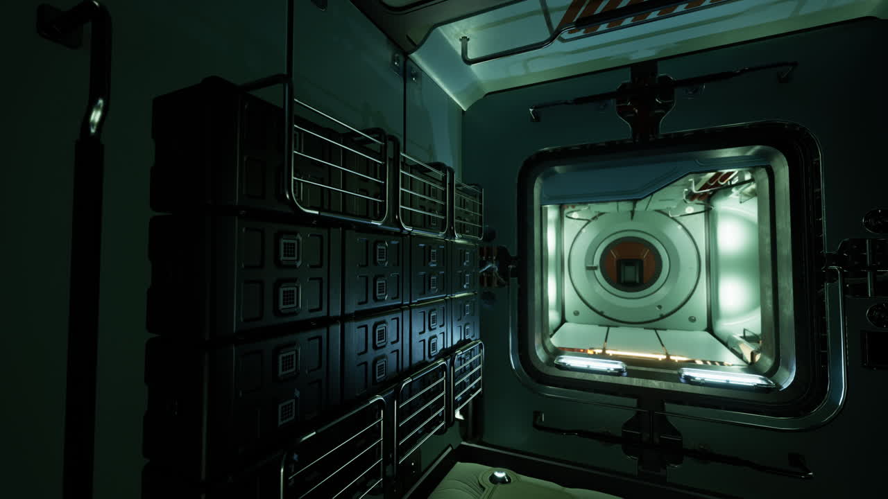 미래의 우주선 복도