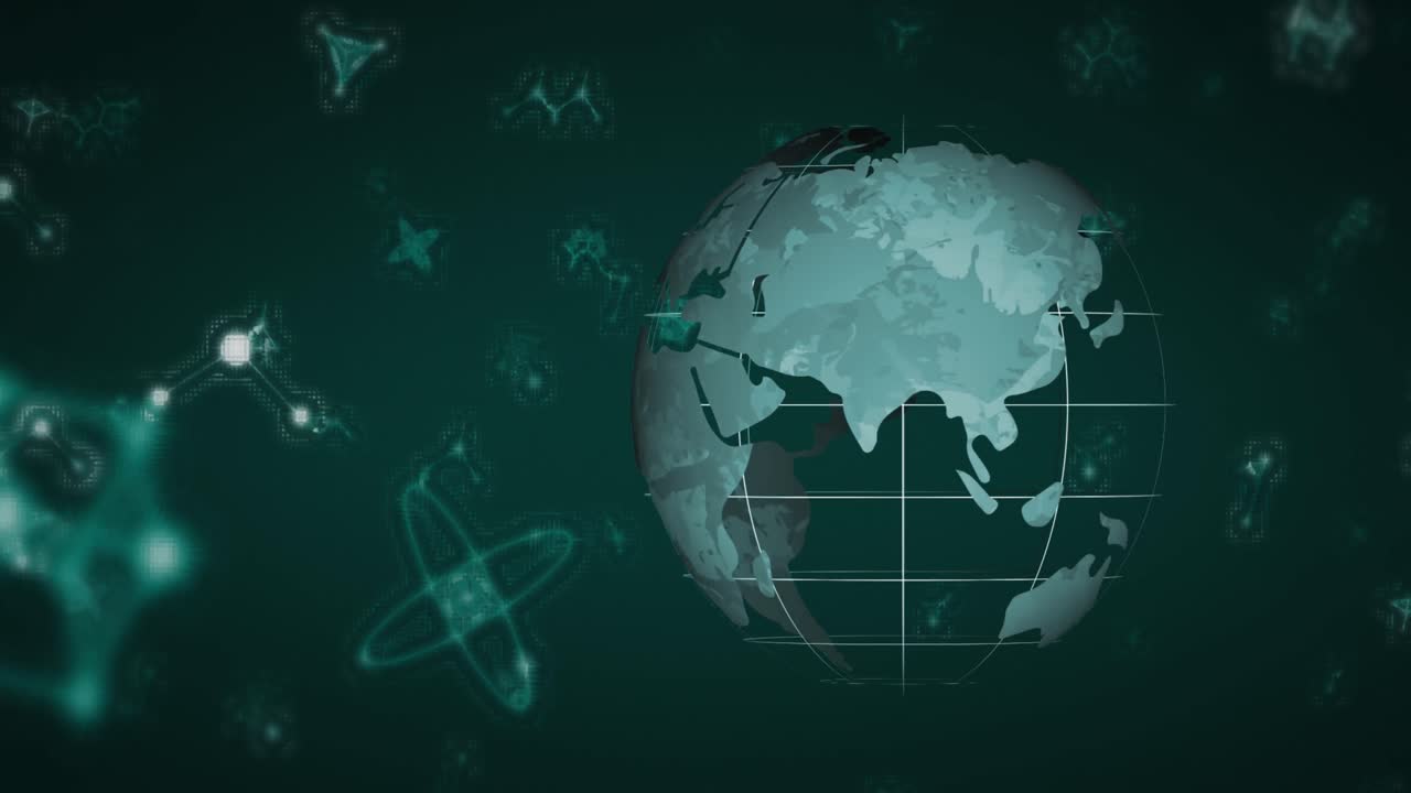 초록색 모양으로 회전하는 초록색 지구의 애니메이션