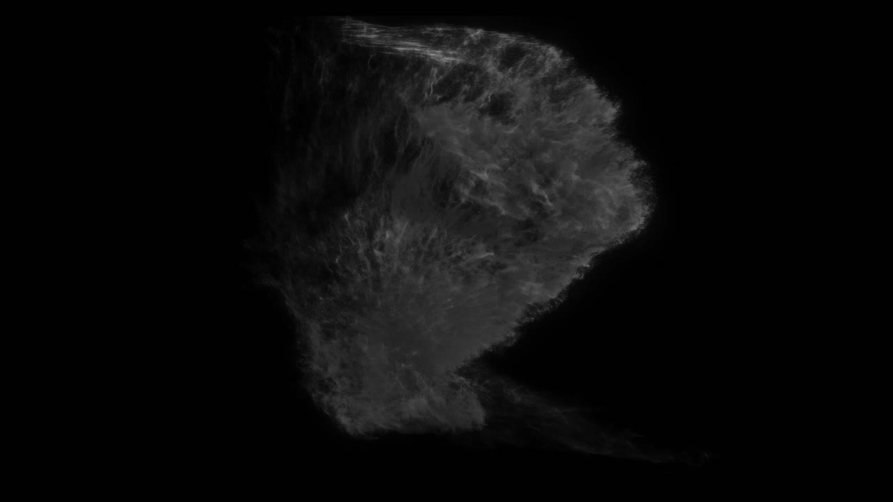 Abstract smoke formation creates a swirling vortex or portal effect with internal light on black background. Mystical magical or sci-fi transition