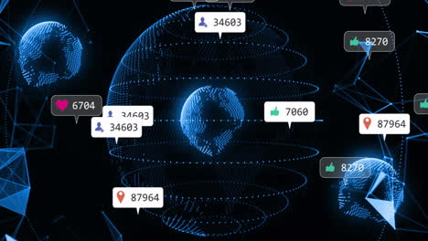 animation of media icons over globes