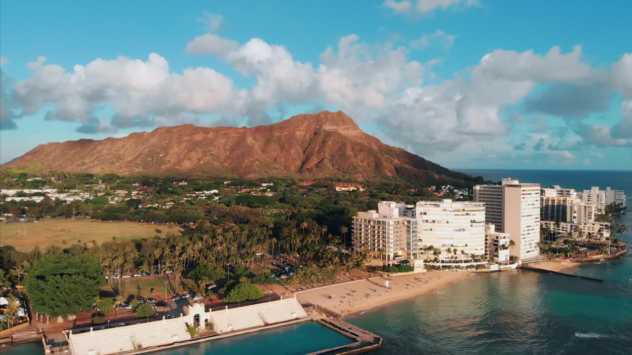 하와이 호놀룰루의 공중 드론 영상