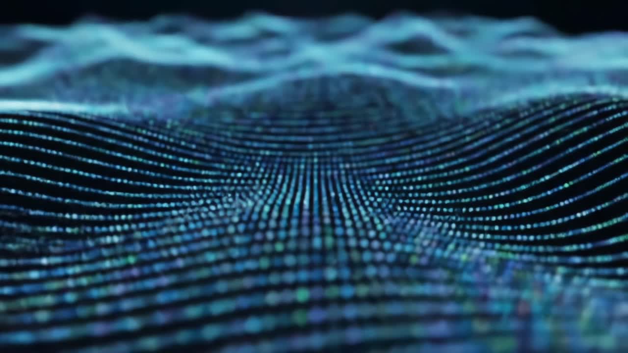 Exploring the Depths of Digital Waves: A Hypnotic Journey Through Vivid Patterns of Light and Movement in a Dynamic Abstract Landscape