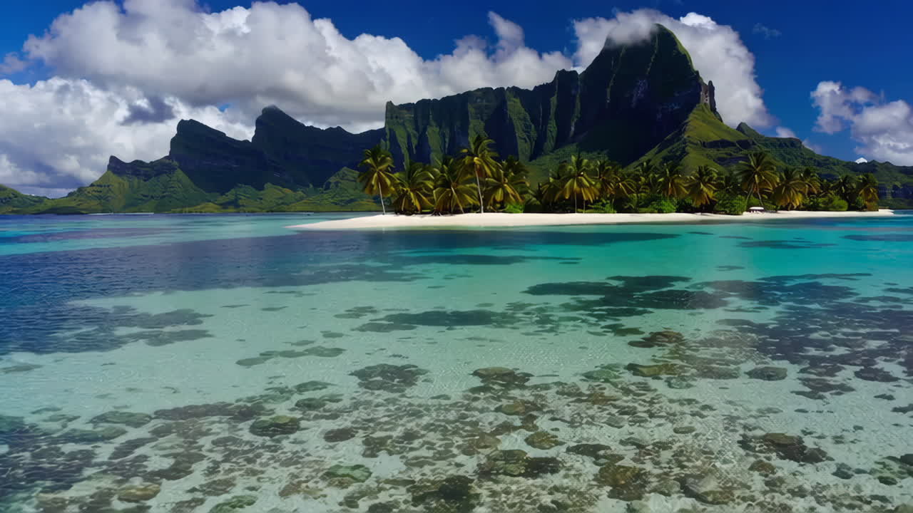 Tropical Island Paradise with Clear Waters and Lush Vegetation