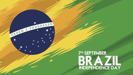 brazil independence day lettering with flag background