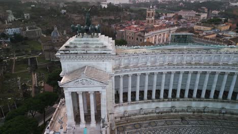 aerial sliding shot above altare della patria, vittoriano