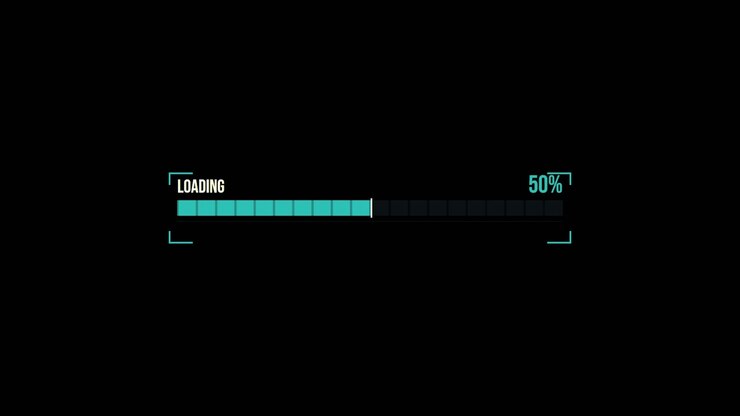 Digital Loading Progress Bar Animation on Black Background