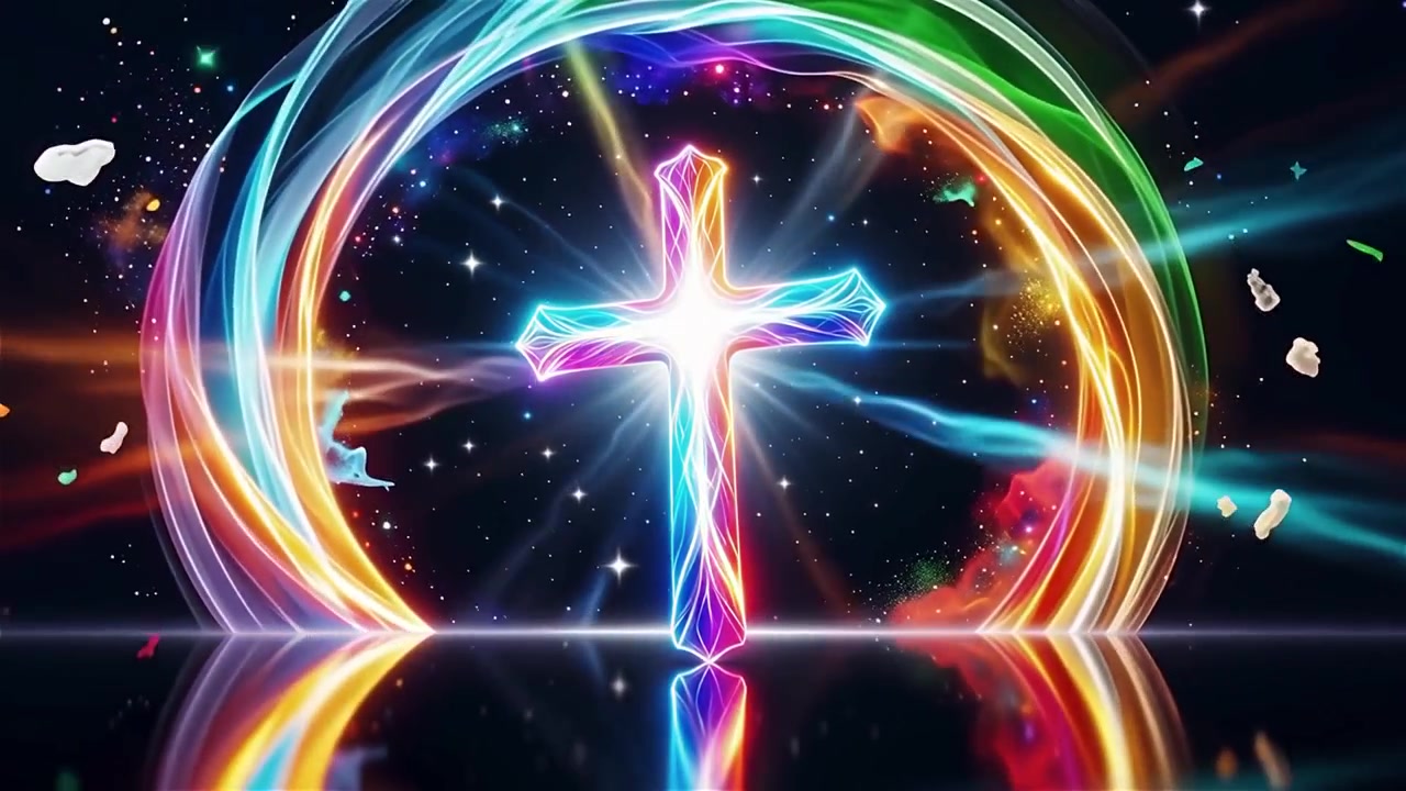 Christian Cross Heavenly Light Worship Background