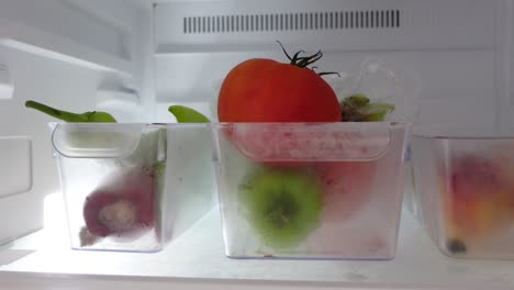 inside a fridge: a view of fresh produce