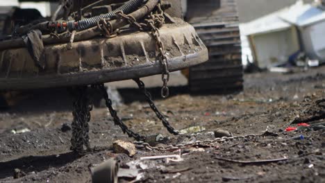 excavator machine being operated in the junkyard 4k