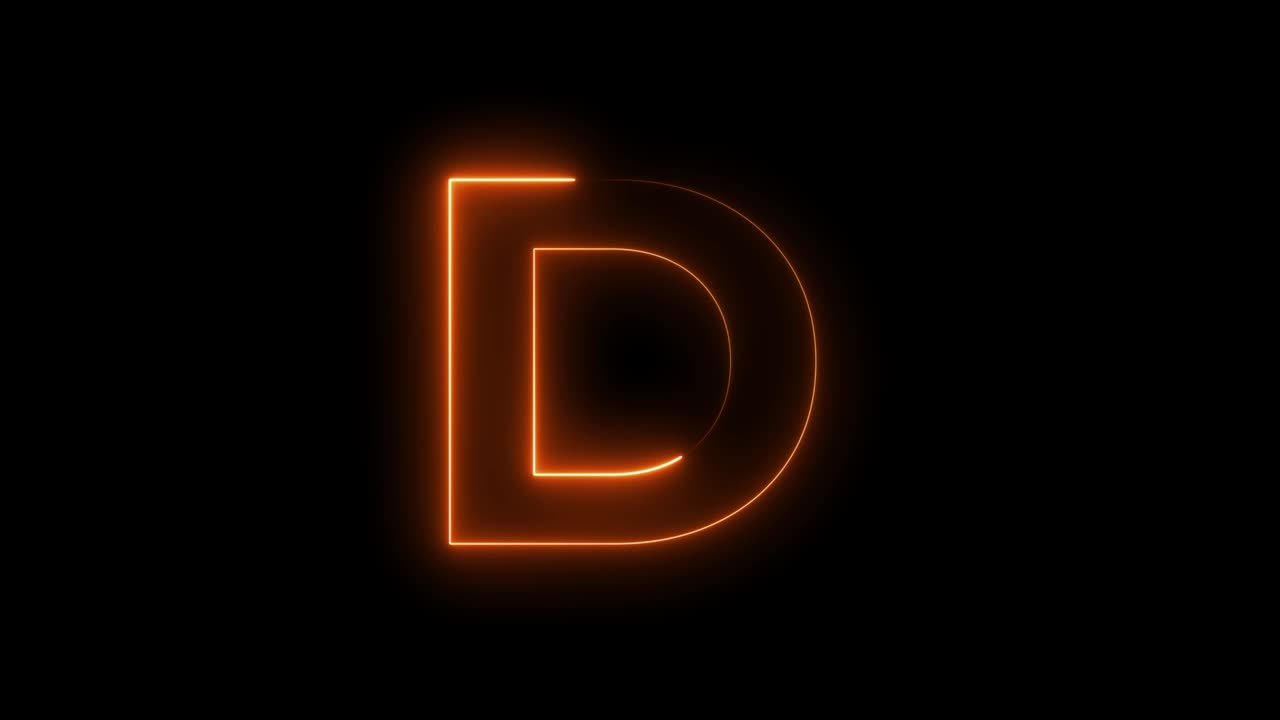Animazione neon senza soluzione di continuità Lettera D. Sfondo video 4K