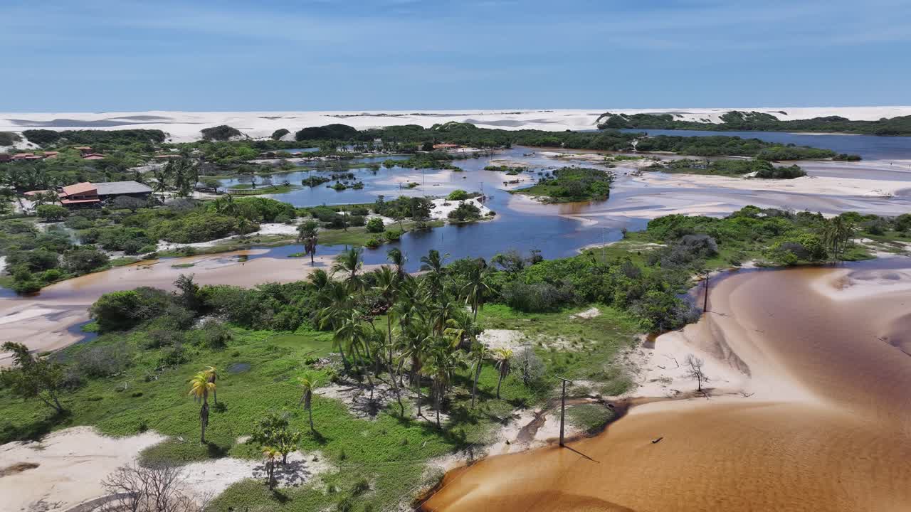 Betania Village At Santo Amaro In Maranhao Brazil. Beautiful Ecosystem. Bay Water Landscape. Betania Village In Maranhao. Dark River. Native Village. Tourism Travel. Brazil Northeast