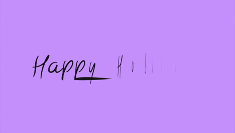 cheerful happy holidays handwritten in cursive on purple background