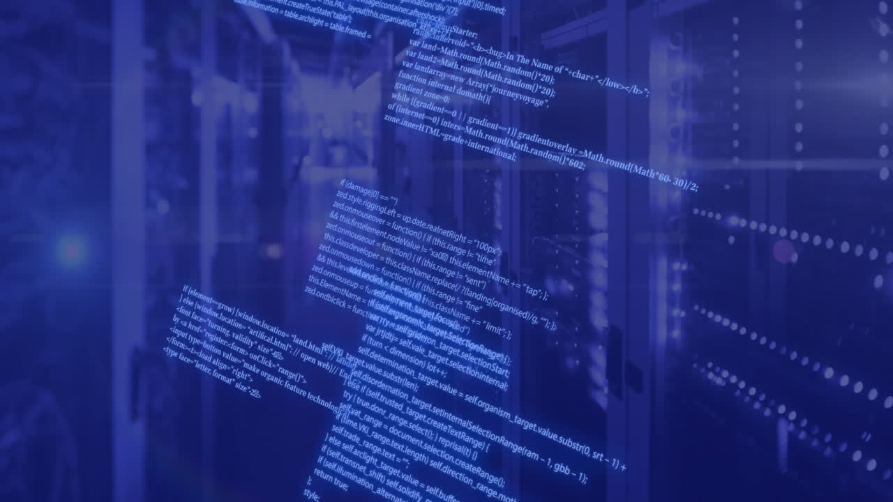 Animation of circuit board and data processing over computer servers