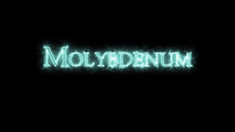 molibdeno, elemento químico, escrito con fuego. bucle