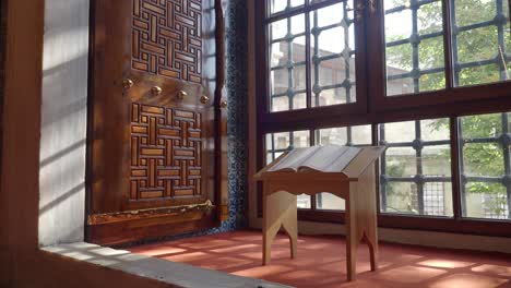 interior of a mosque with quran