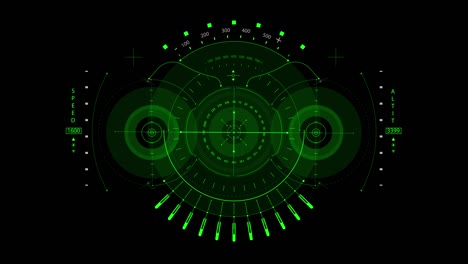 interfaz de hud verde y futurista