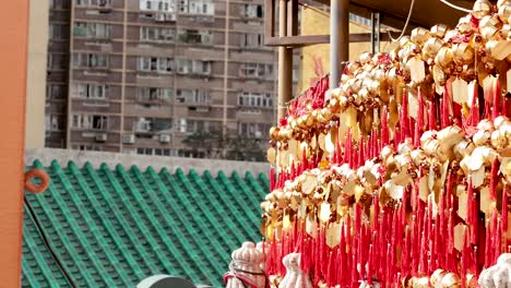 colorful ribbons at hong kong temple for wishes