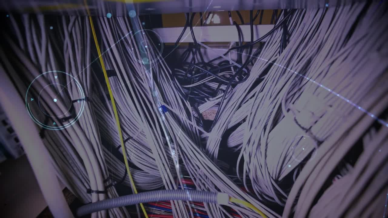 animación de la red de conexiones a través del hardware del servidor informático