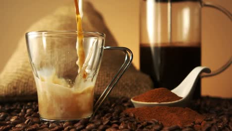 milk pouring into a coffee cup