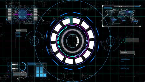 animation of futuristic digital interface with circular patterns in school setting