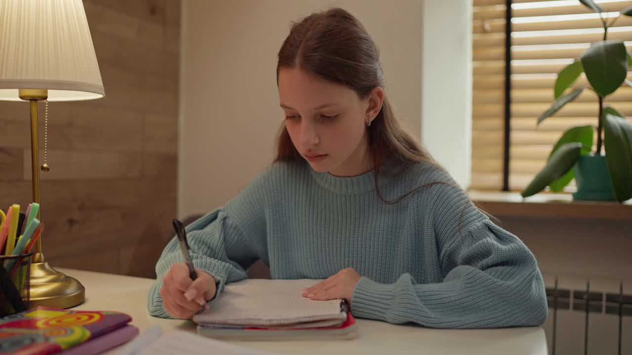 Girl studying at her desk