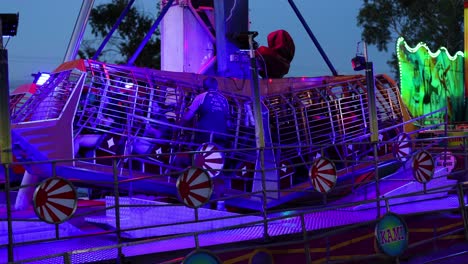 colorful amusement ride in motion