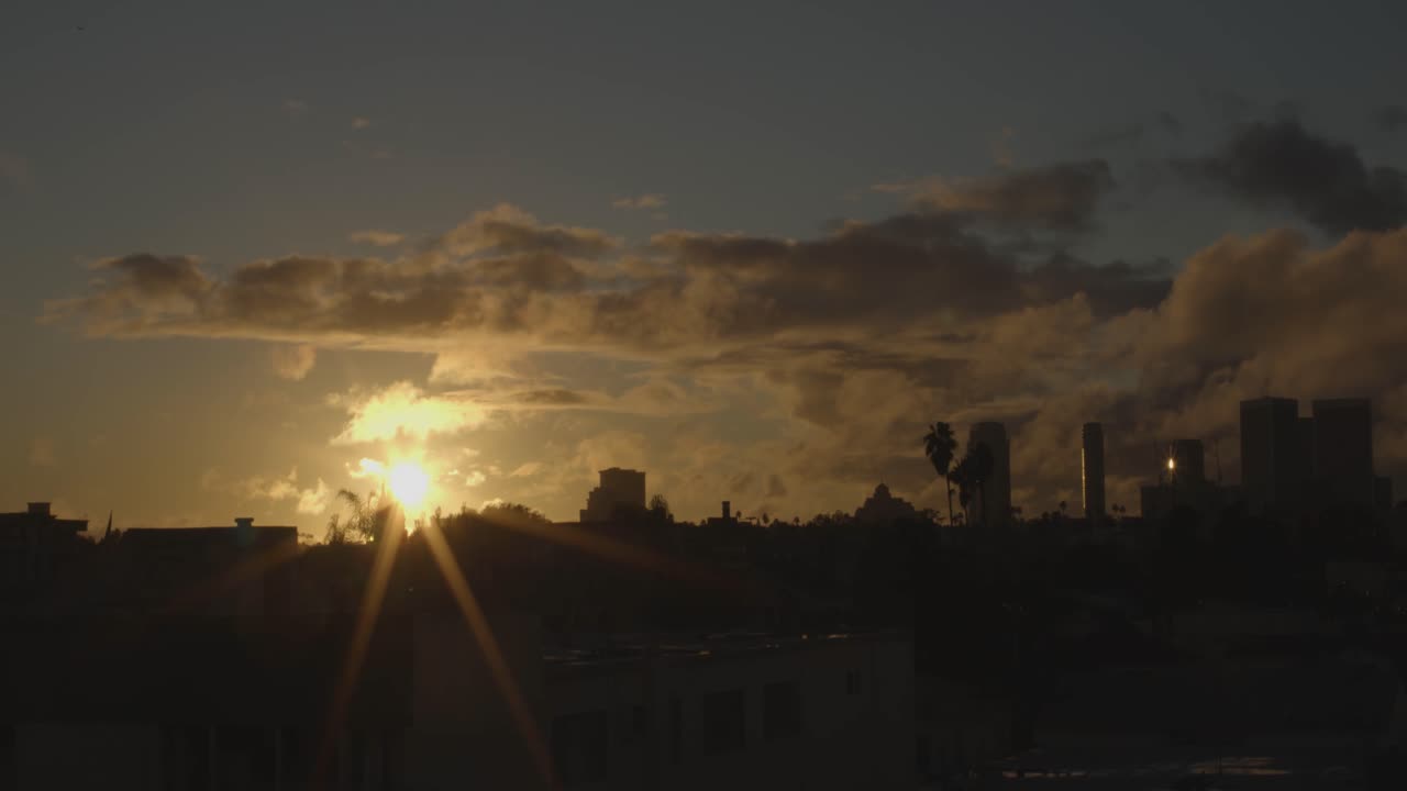 Beautiful sunset time lapse with clouds