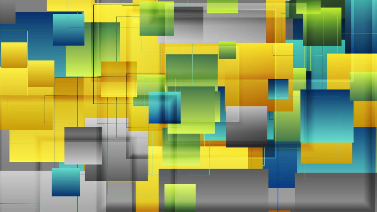 cuadrados brillantes coloridos tecnología abstracta fondo de movimiento
