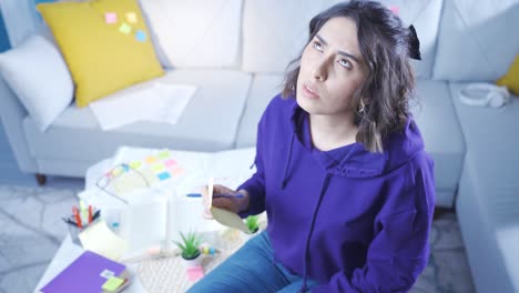 Young woman with Alzheimer&#039;s trying to remember.