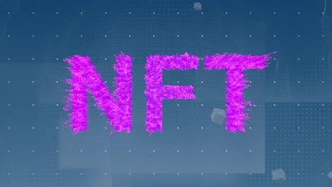 animación del texto nft en fondo azul