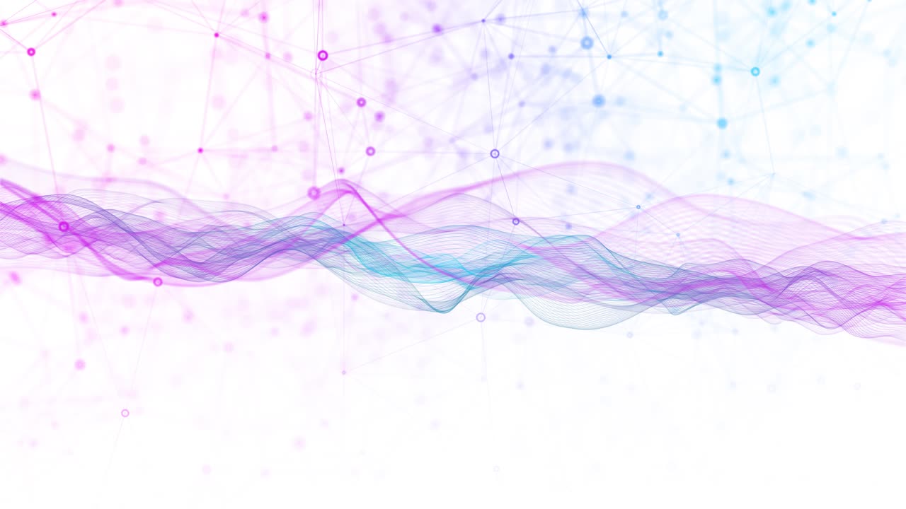 Elegant digital plexus network using soft gradient waves background for science visuals abstract