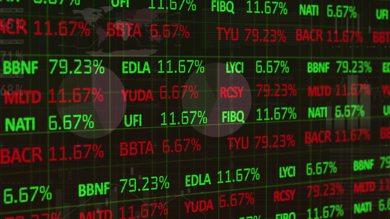 Animazione di elaborazione di dati finanziari e registrazione di statistiche