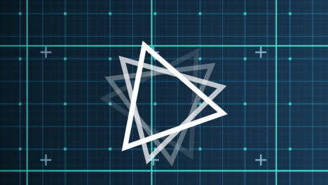 animación del triángulo girando sobre el espacio azul marcado